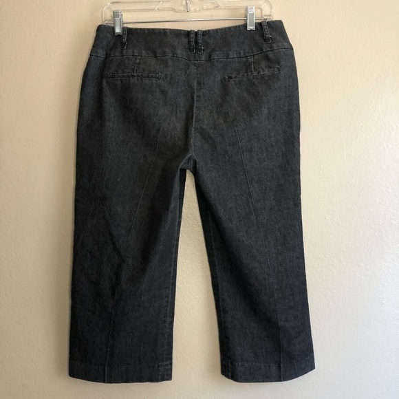 Sandro Sportswear Charcoal Gray High Rise Flare Wide Leg Capris Denim Pants Sz10 - Picture 2 of 12
